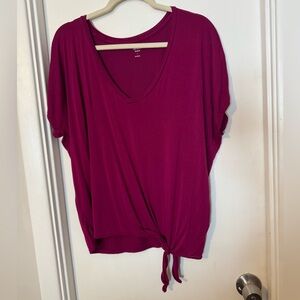 Express Tie Front Short Sleeve Blouse size large